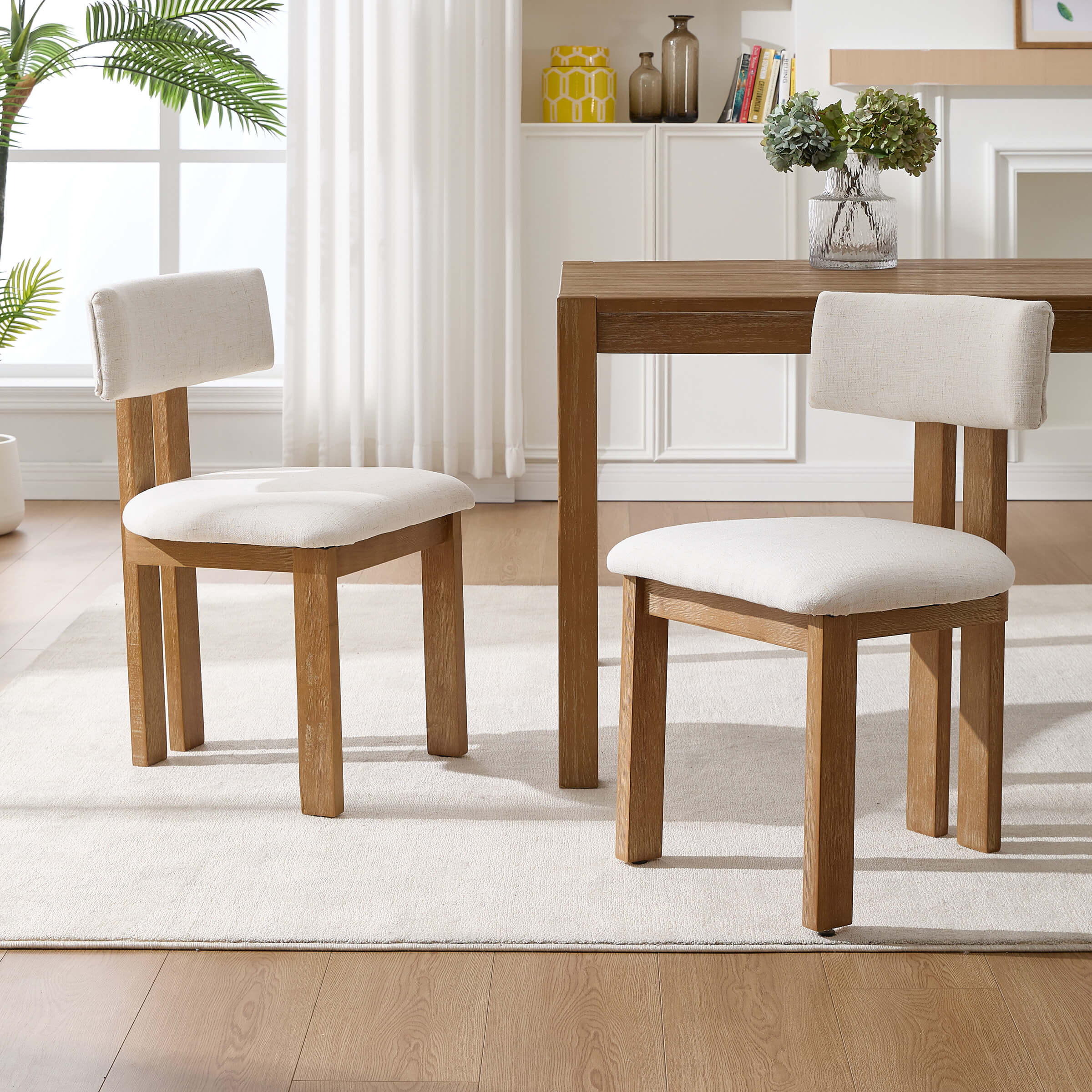 Janoray Upholstered Wooden Legs Dining Chairs Set of 2 - 10014DC