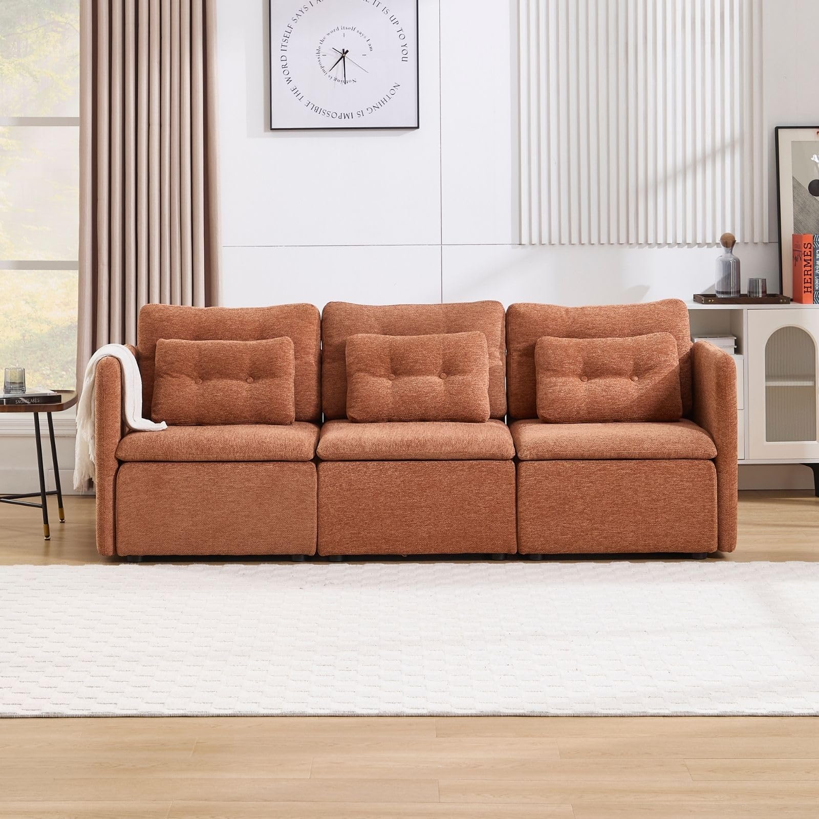 VESCASA Chenille 56.5" Modular Sectional Sofa with Waist Pillow - 90041SF