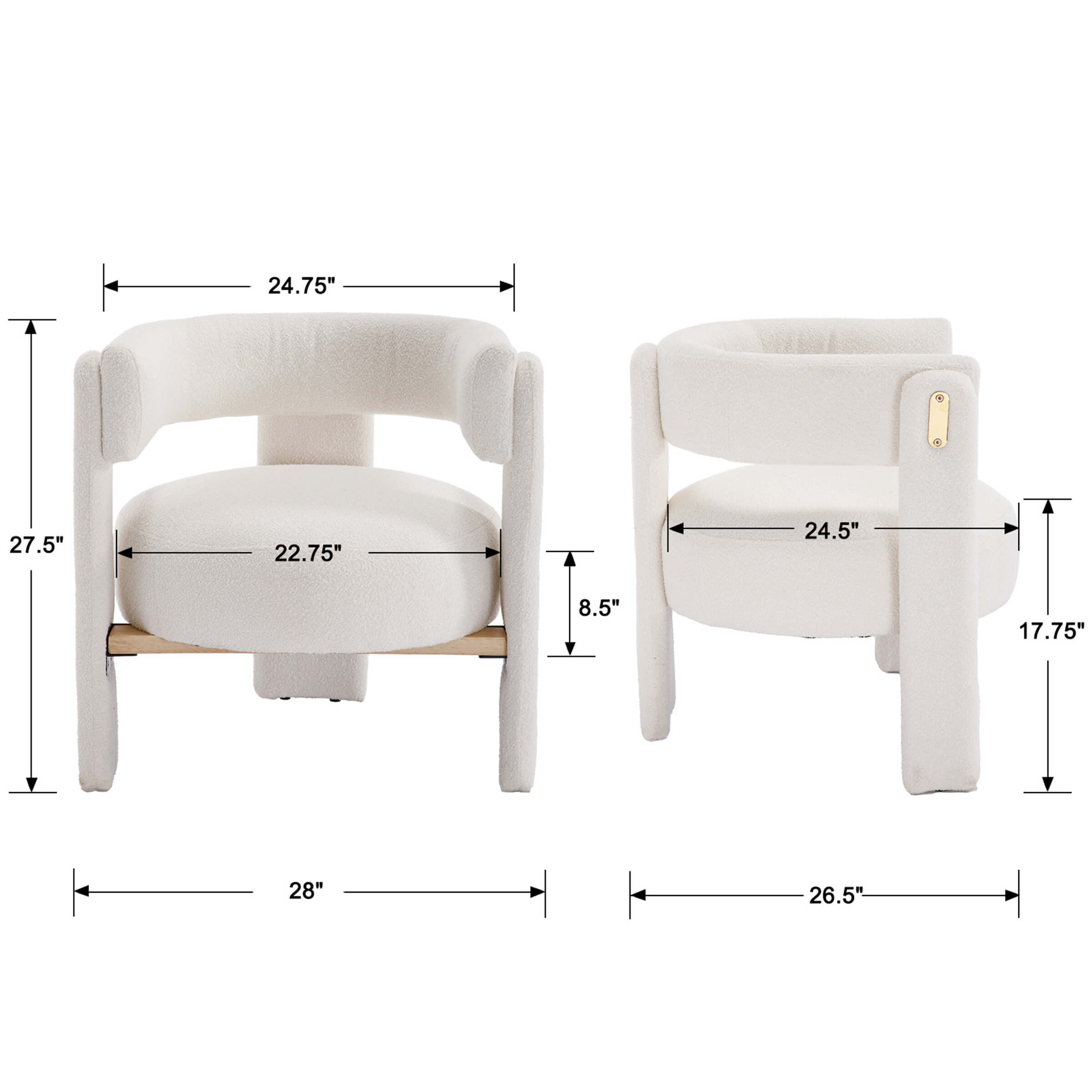 CHICAURA Barrel Open Back Accent Chair 1 PCS - 3974AC