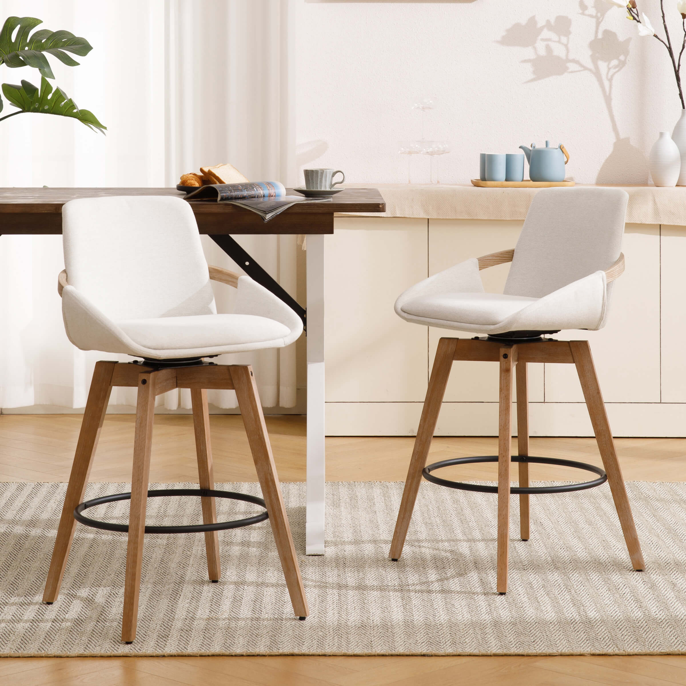 CIMOTA 26"H Swivel Curved Back Counter Stools Set of 2 - 3088CS