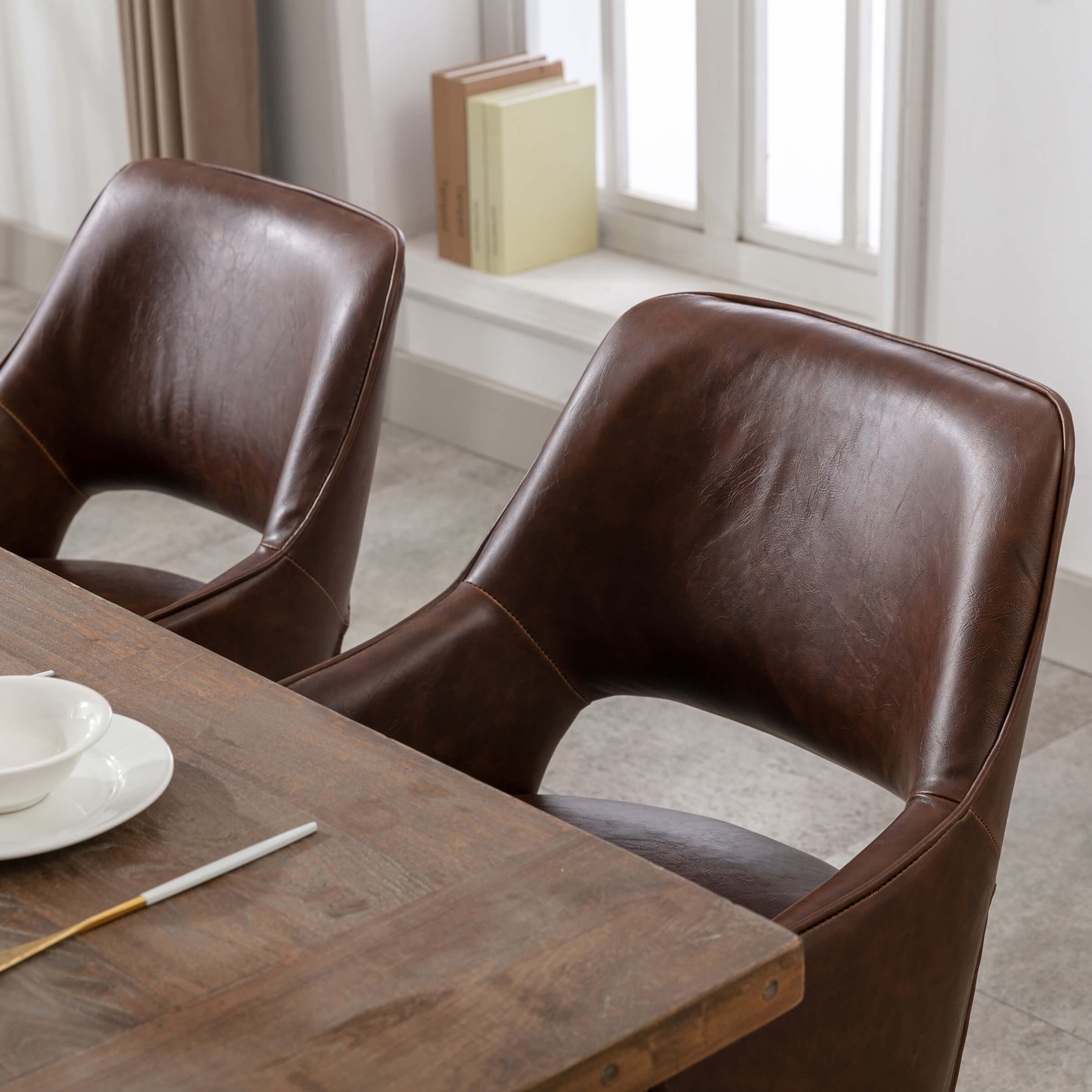 CIMOTA Cutout Back Upholstered Dining Armchair Set of 2 - 7550