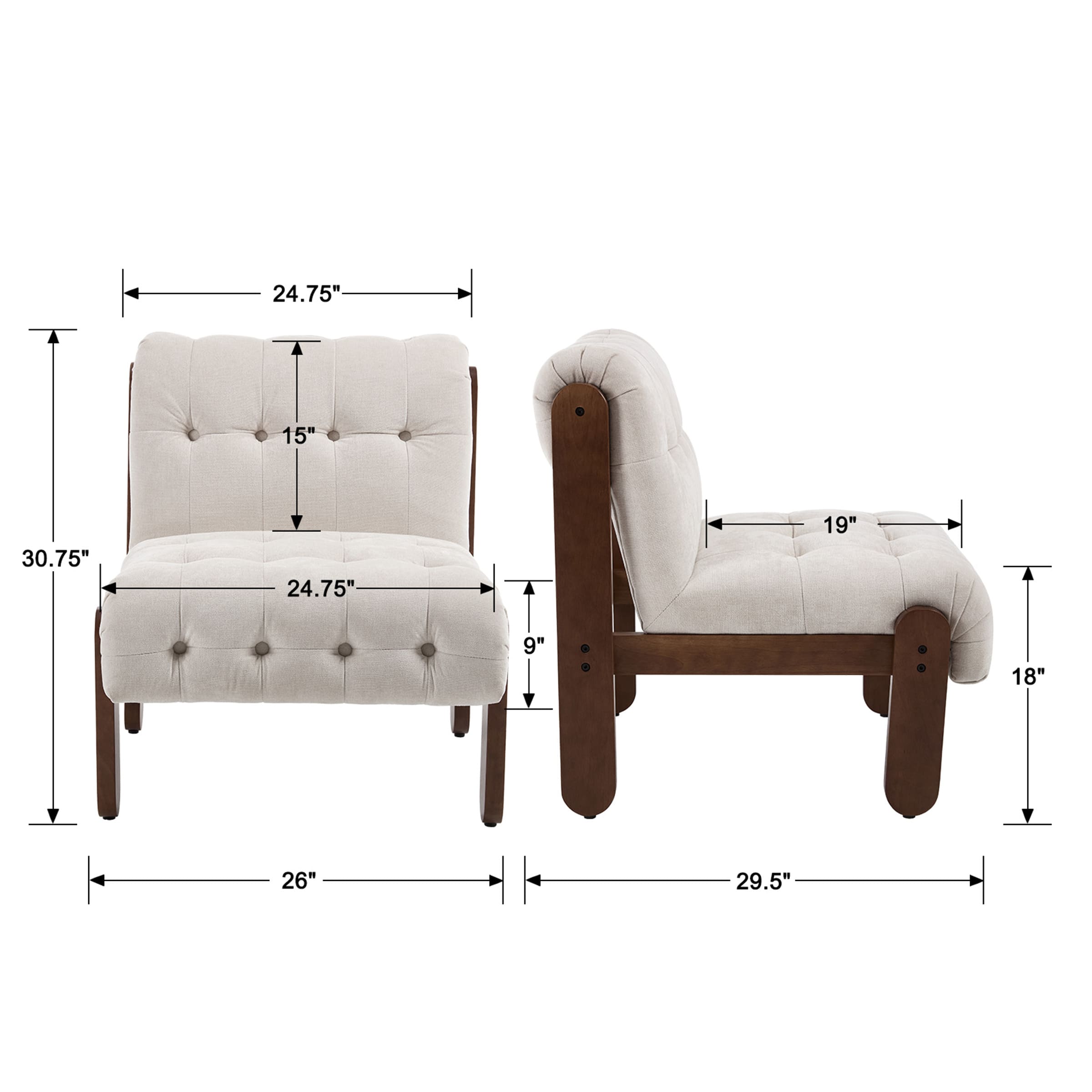 EALSON Living Room Armless Accent Chair - 30032AC