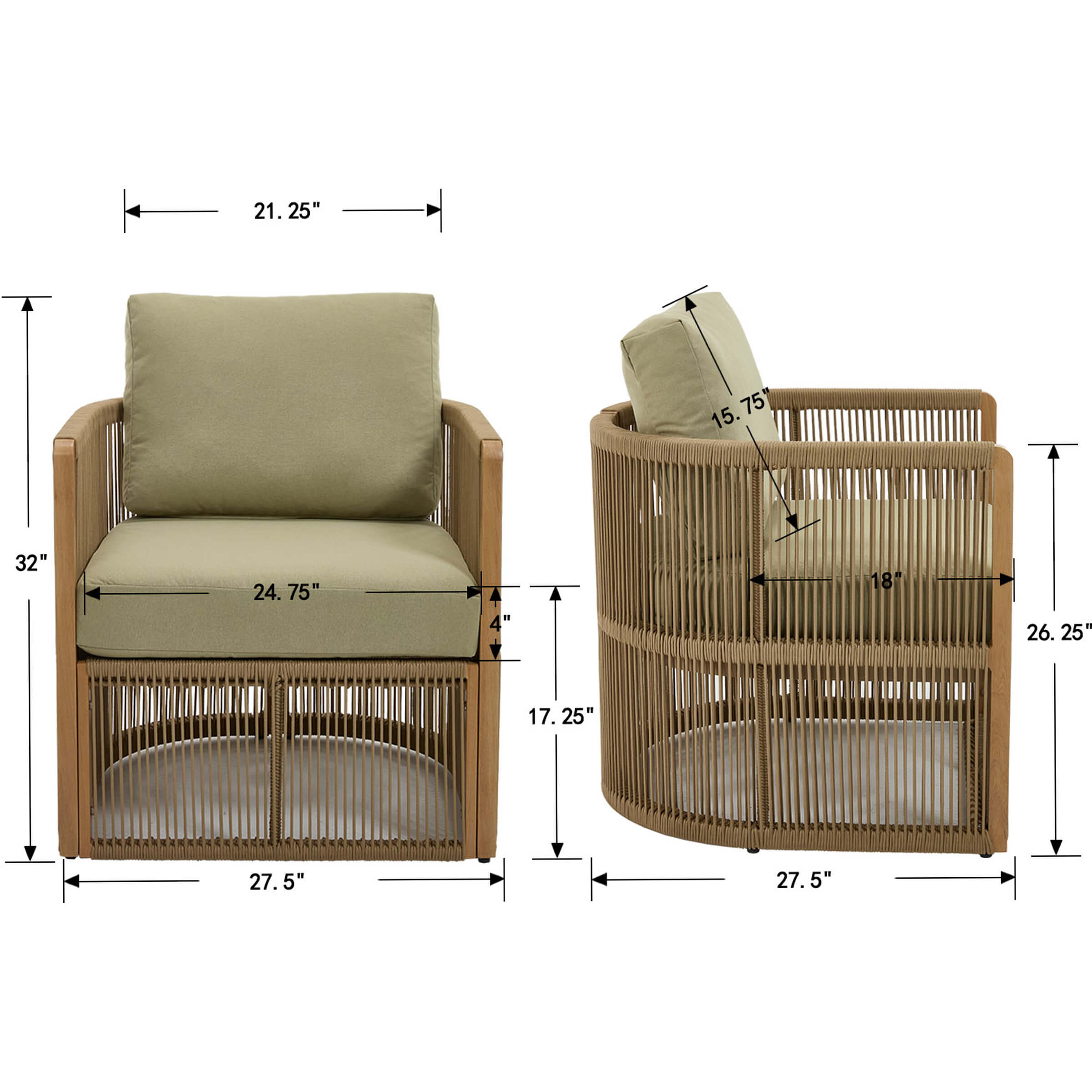 Janoray Woven Rope Outdoor Armchair Set of 2 - 1621AC