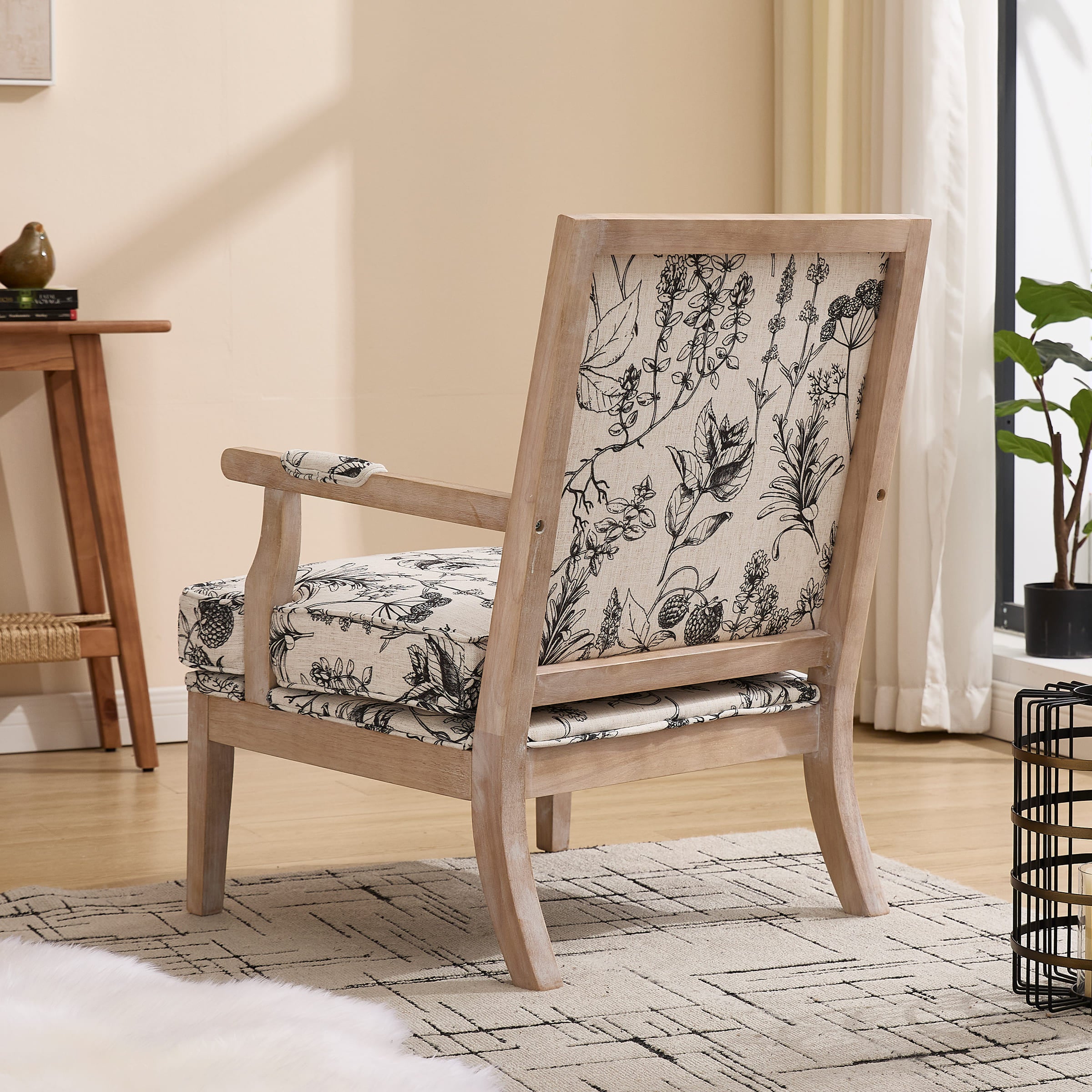 Janoray Linen Upholstered Solid Wood Armchair - 30026AC