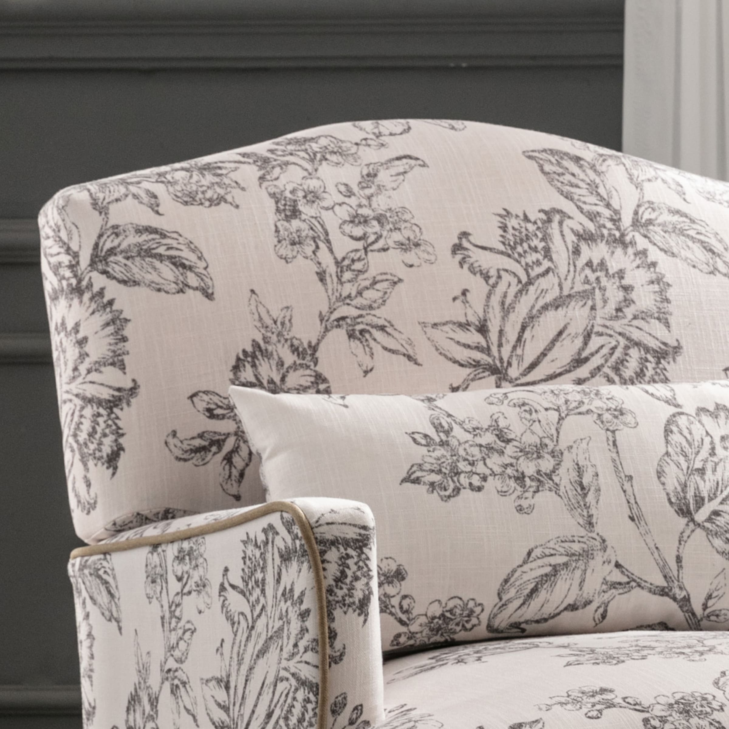 Janoray Mid Century Fabric Floral Armchair with Pillow - 8106AC