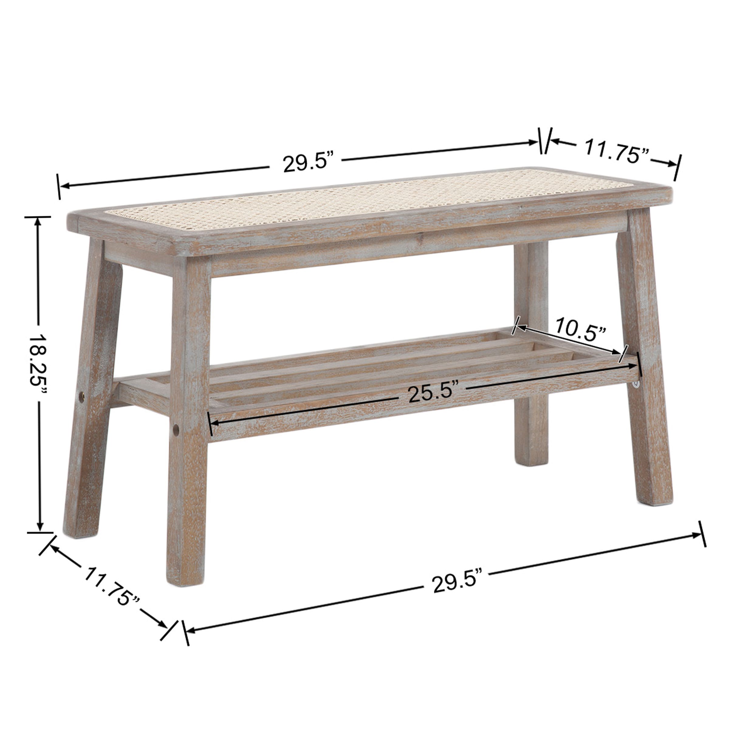 Janoray Wicker Rattan Entryway Bench - 23912BH