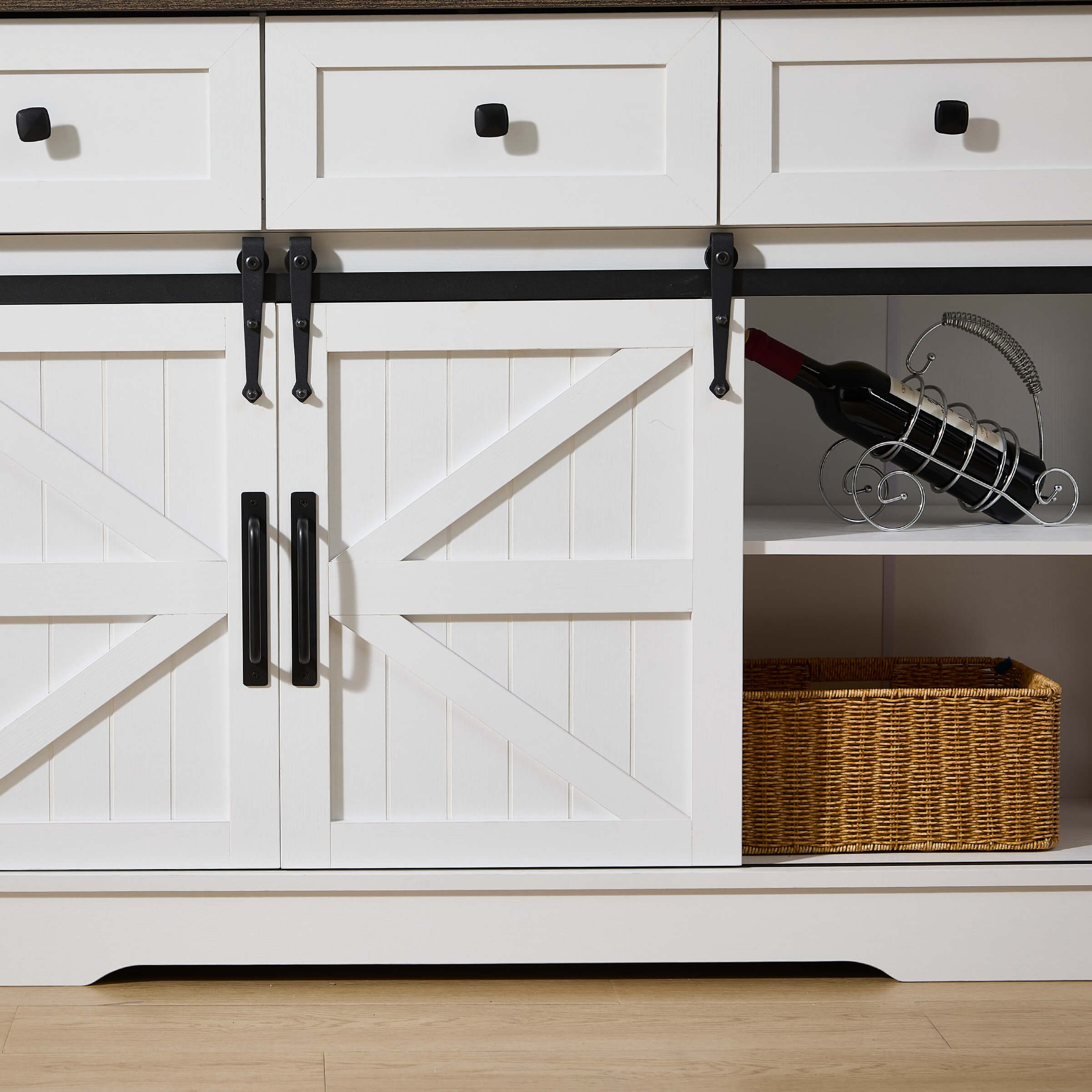 Kmax 54"L Sideboard with Wine Rack and Storage Buffet Cabinet - XX157CB