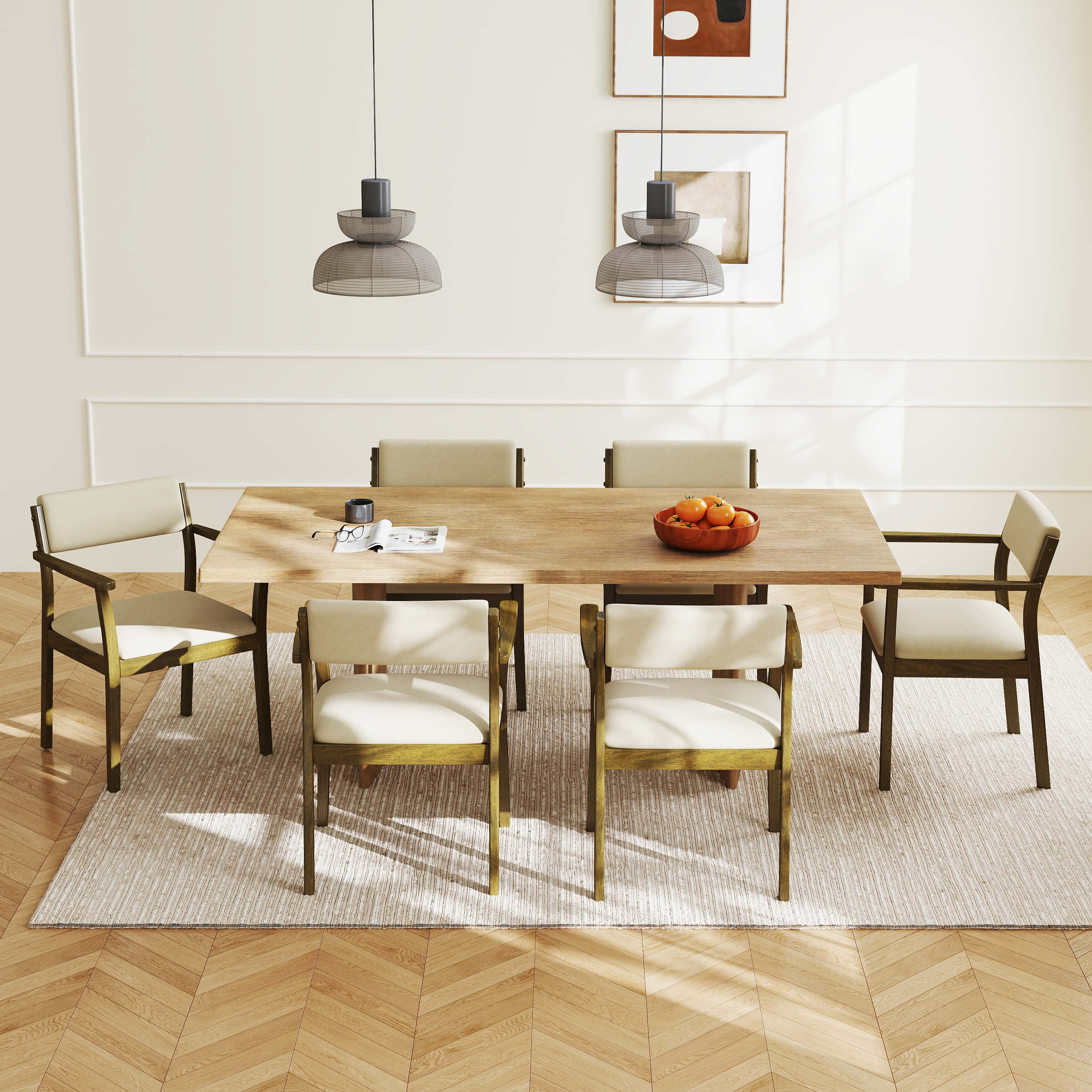 Kmax Mid-Century Open Padded Back Dining Chairs Set of 2 - 2343DC