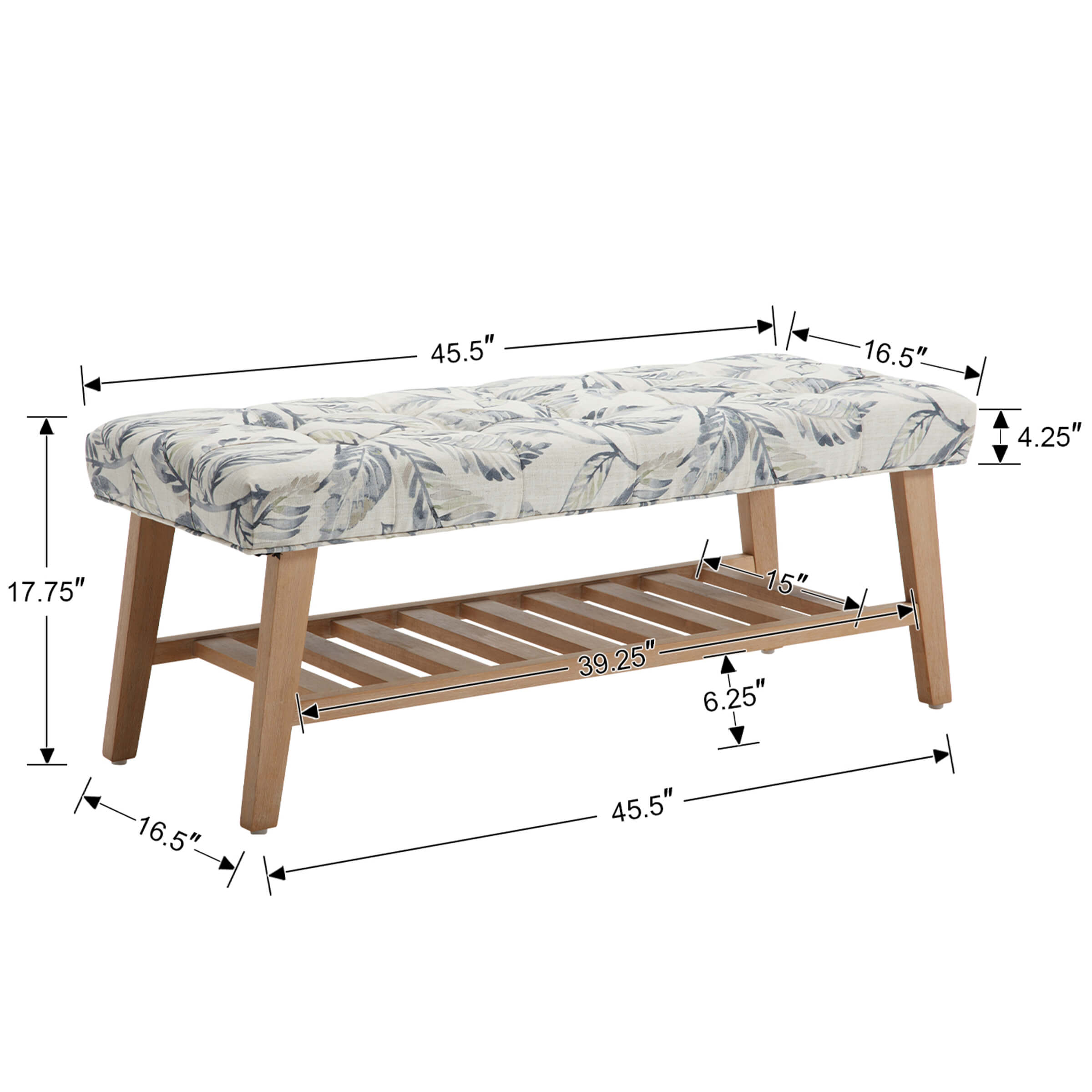 Kmax Tufted Upholstered Entryway Shoe Storage Bench - 2068BH