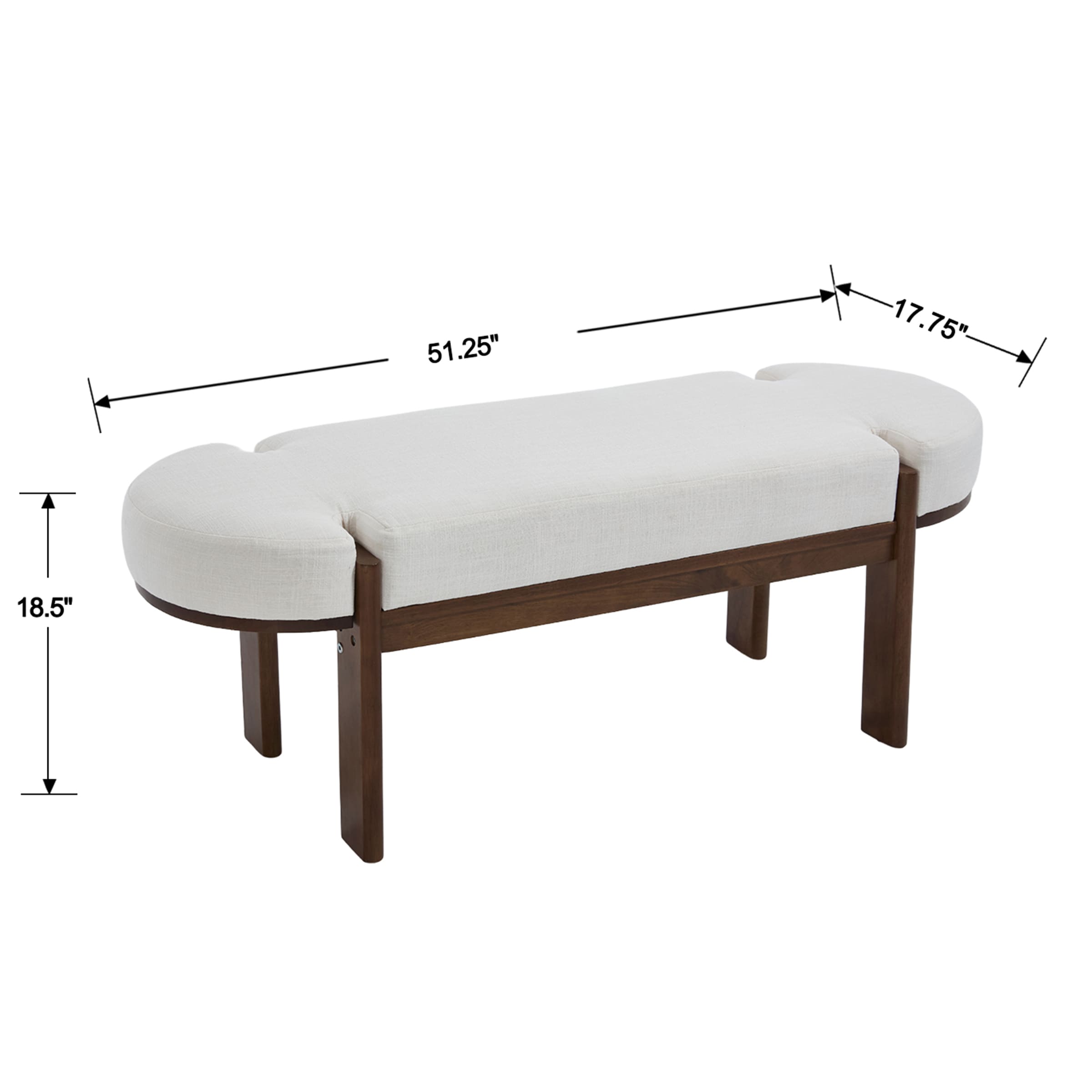 CIMOTA 49 Inch Modern Wood End of Bed Bench - 2656BH