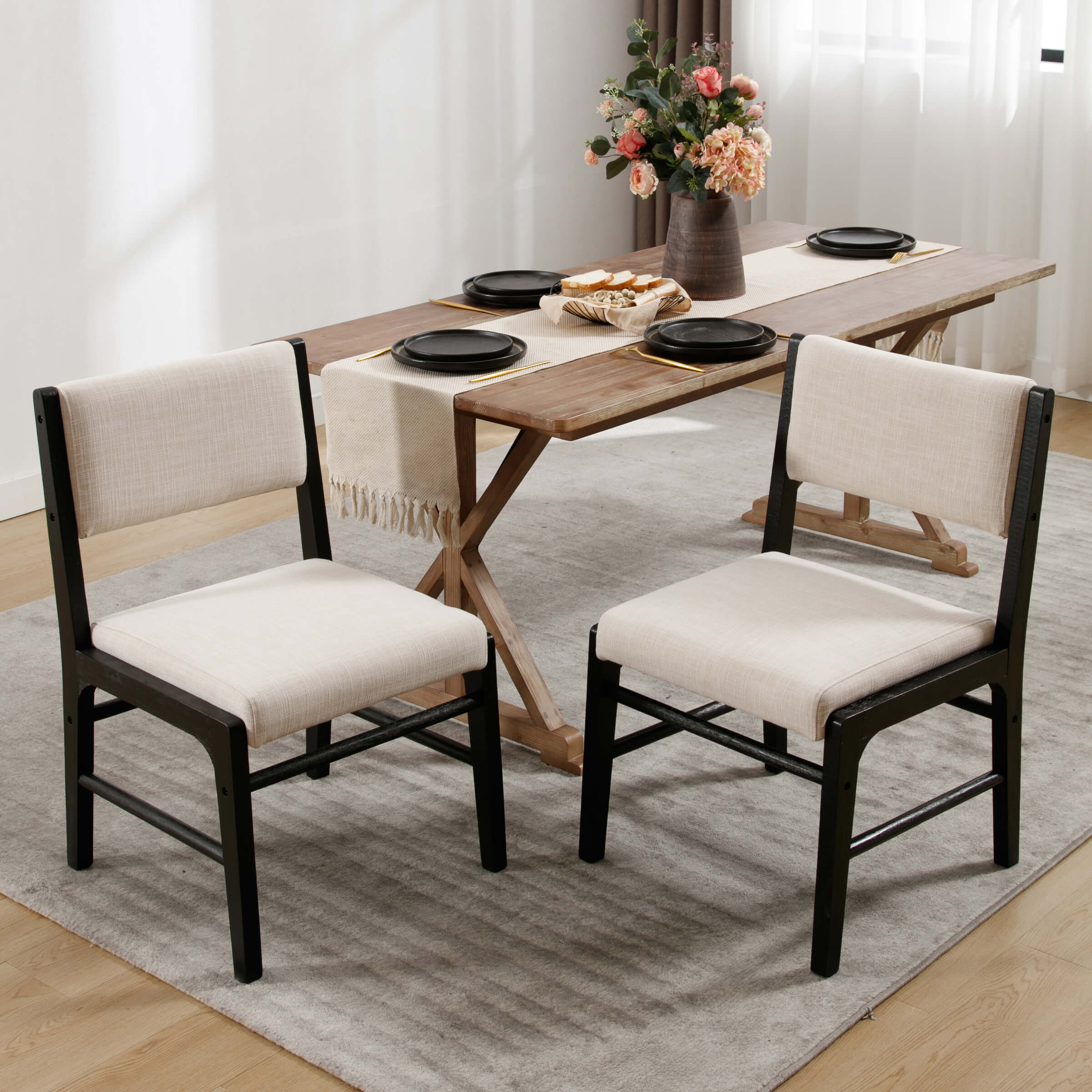 VESCASA Rectangular Cushion Back Dining Chairs Set of 2 - 1984DC