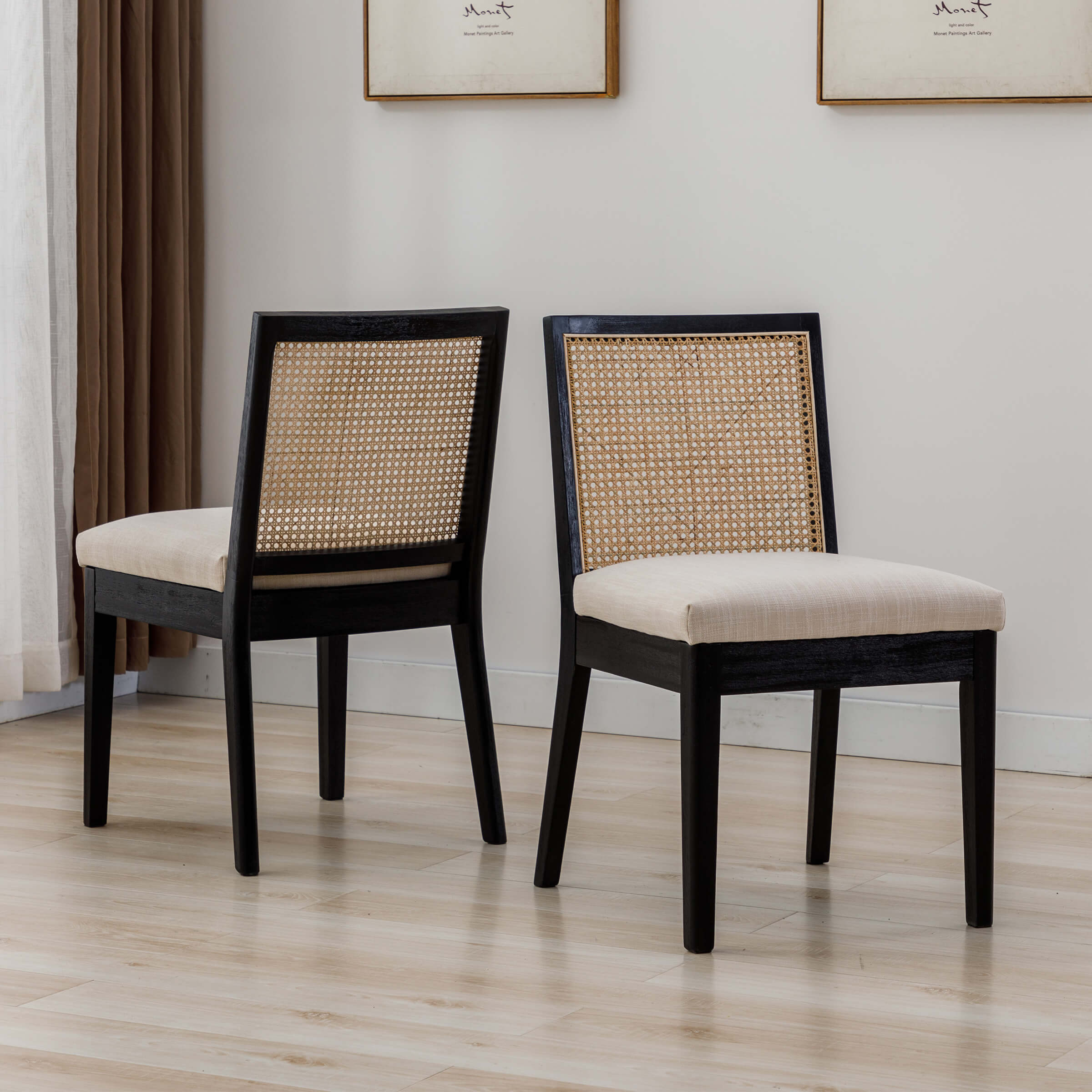 CIMOTA Square Rattan Back Dining Chairs Set of 2 - 1932DC