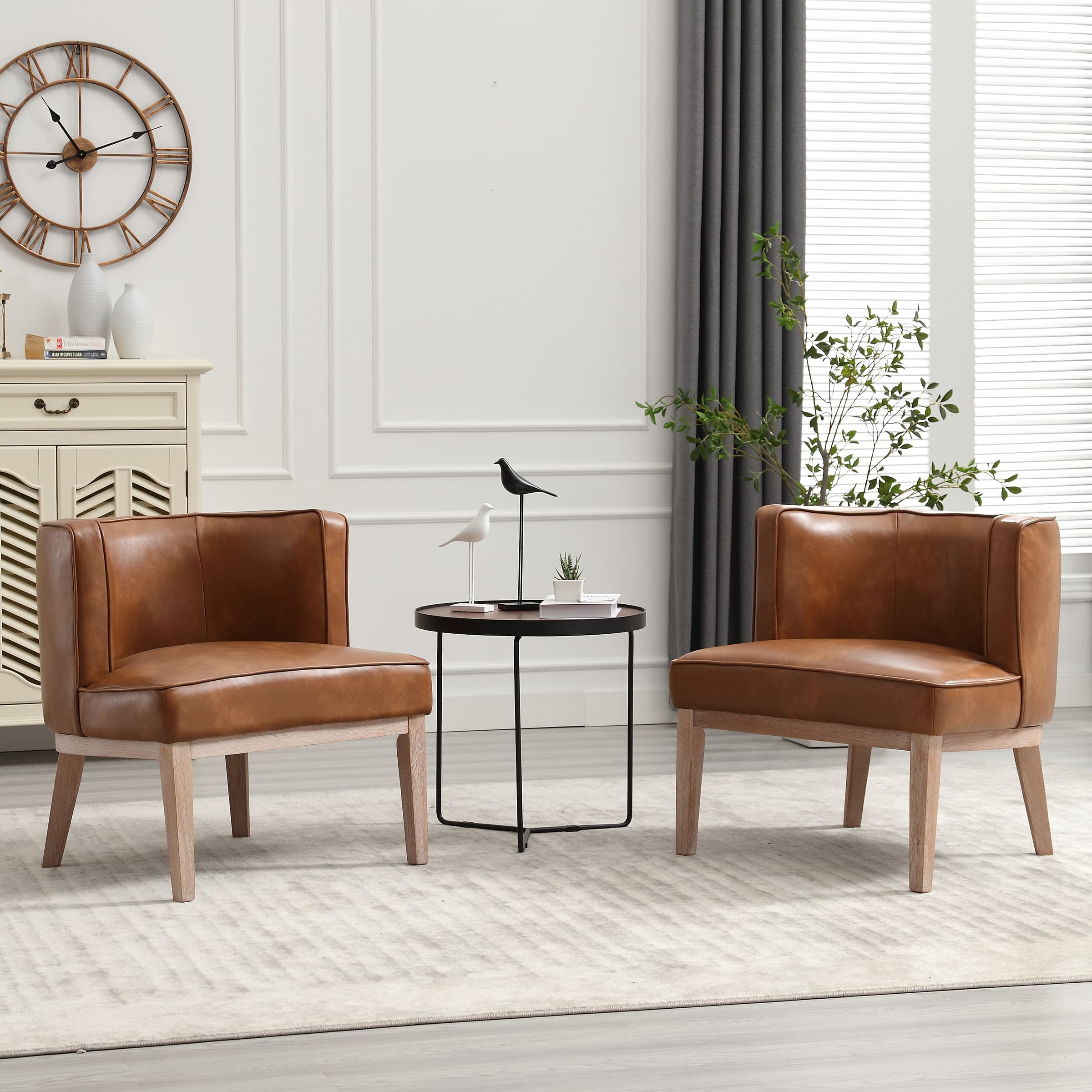 Janoray Stone Wash Wood Legs Accent Chair 1 PCS - 6371AC