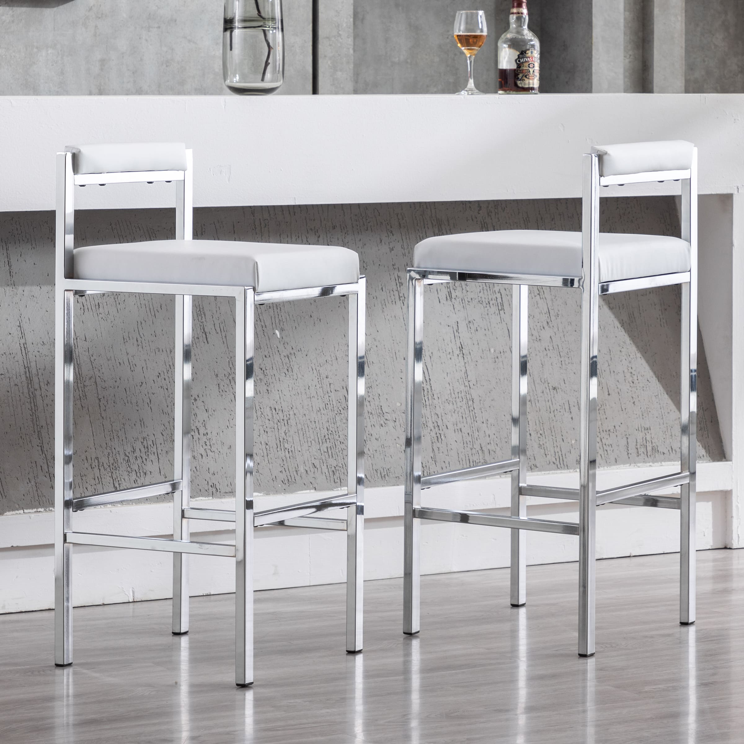 ZH4YOU 30"H Low Back Bar Stools Set of 2 - 5300BS