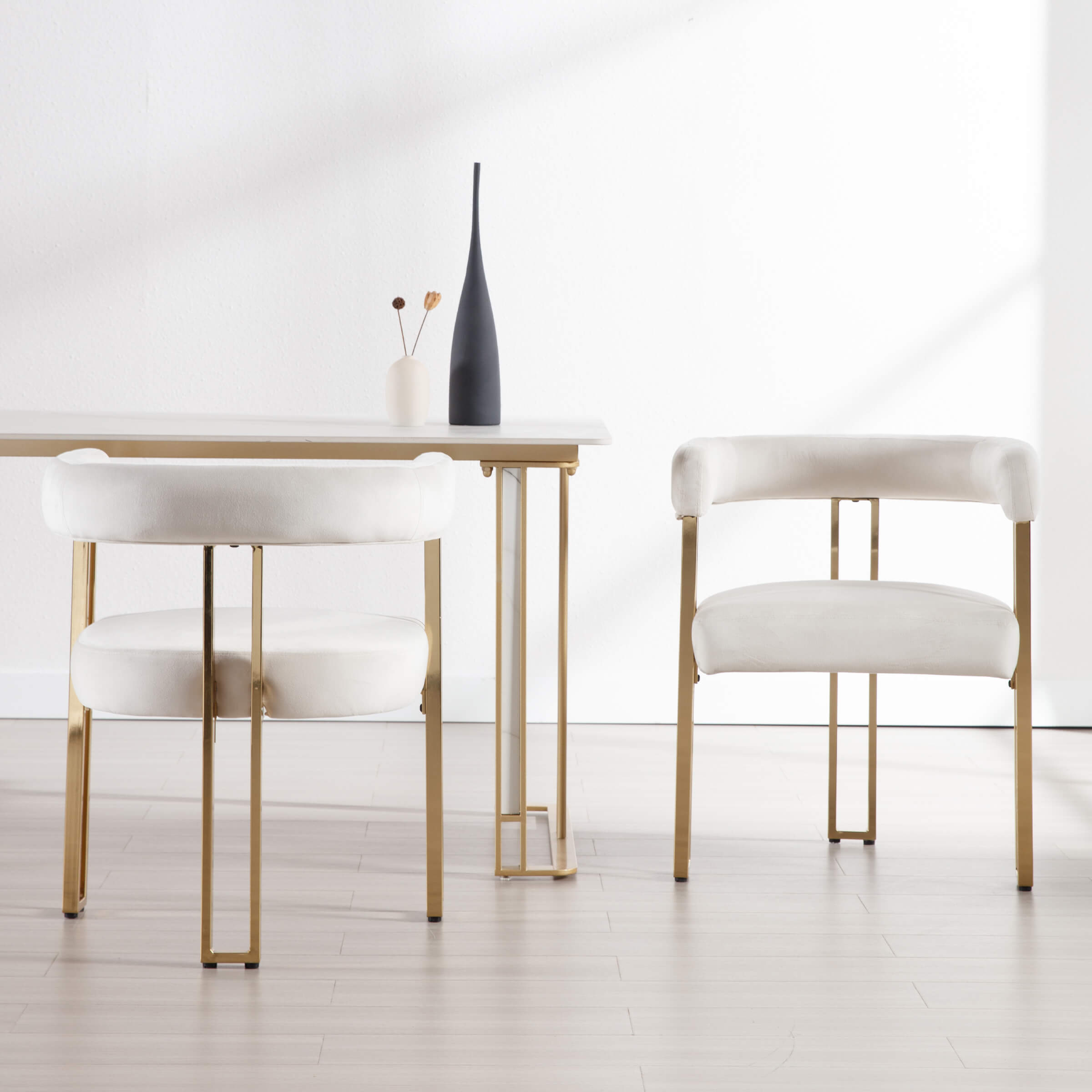 ZH4YOU Gold Metal Legs Dining Chairs Set of 2 - 73004DC