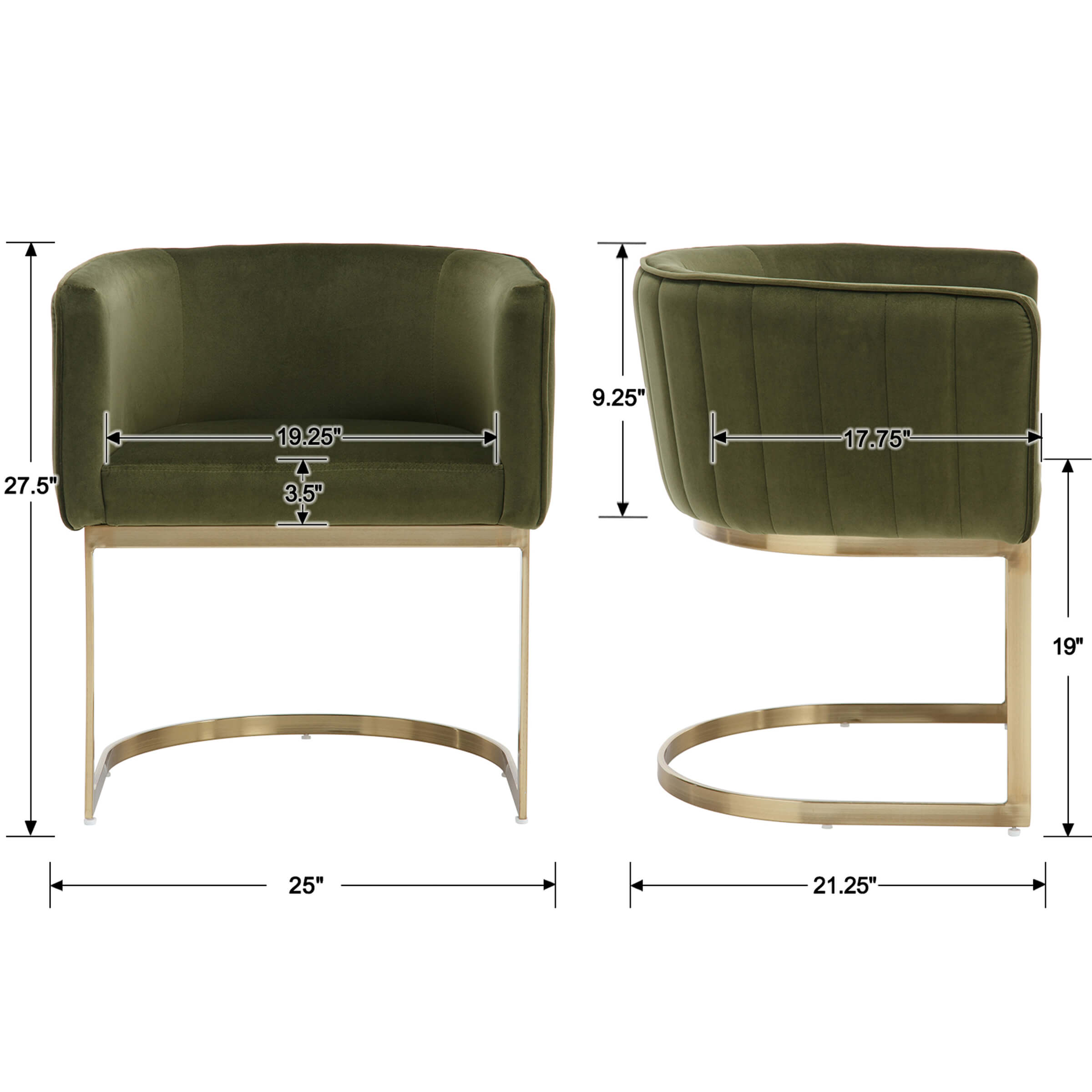 ZH4YOU Upholstered Barrel Dining Chairs Set of 2 - 7067DC